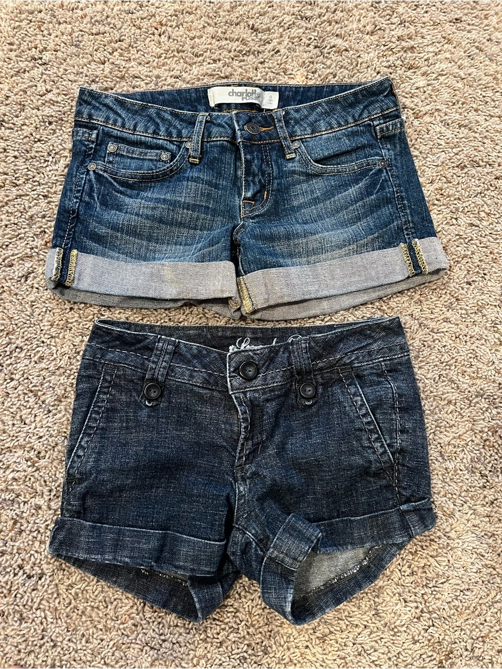 Dark Blue Denim Cuffed Shorts Duo